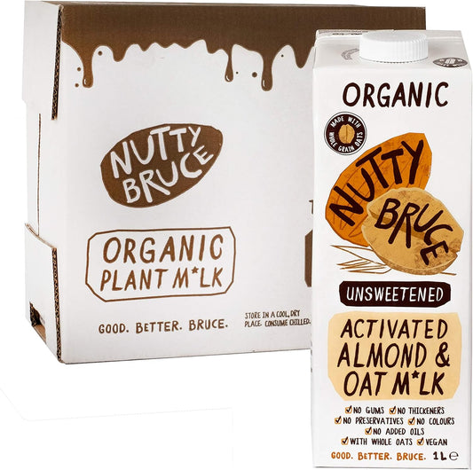 nutty bruce activated almond and oat milk 1 litre