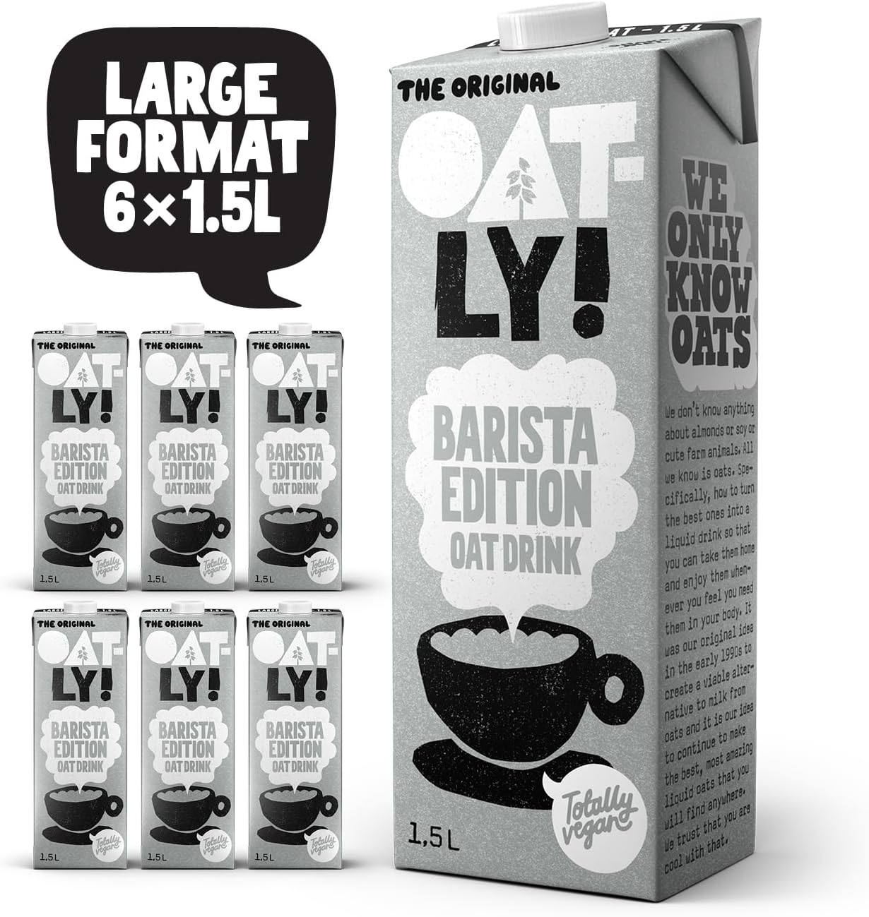 Large pack of Oatly Barista Edition oat drink, ideal for home or café use