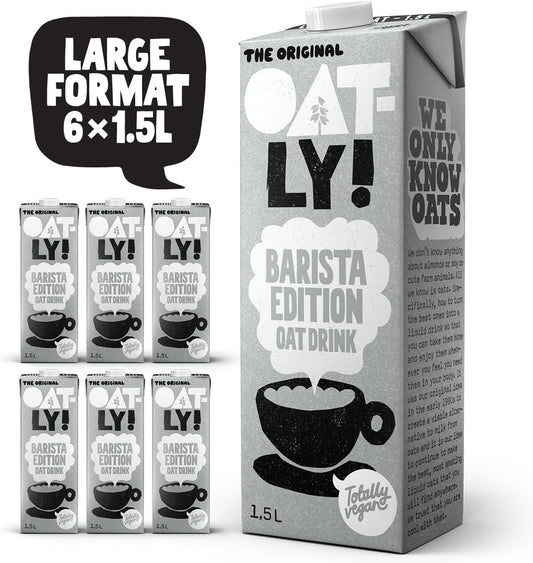 Large pack of Oatly Barista Edition oat drink, ideal for home or café use