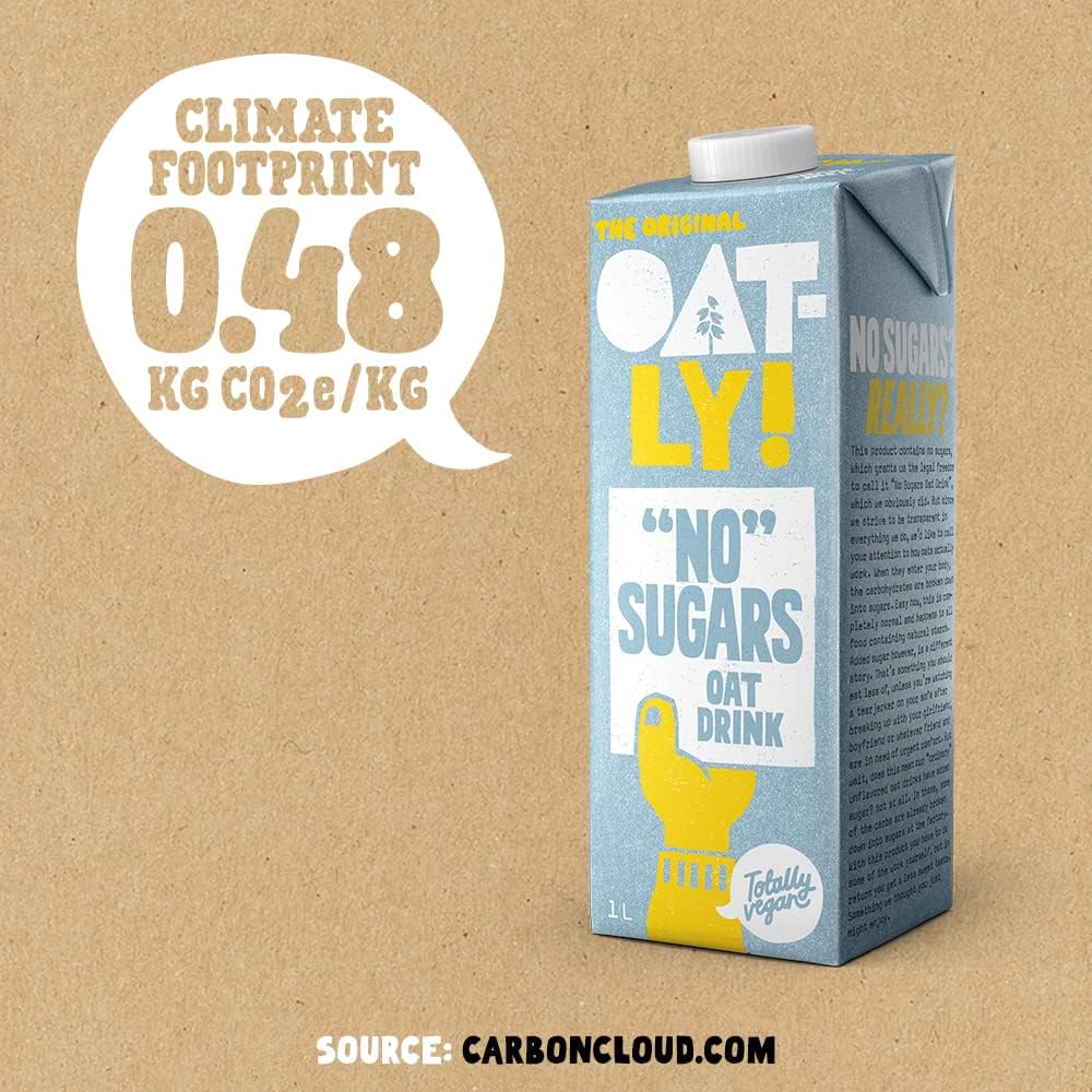 oatly no sugars oat drink 1 litre pack of 6 sugar-free plant-based milk