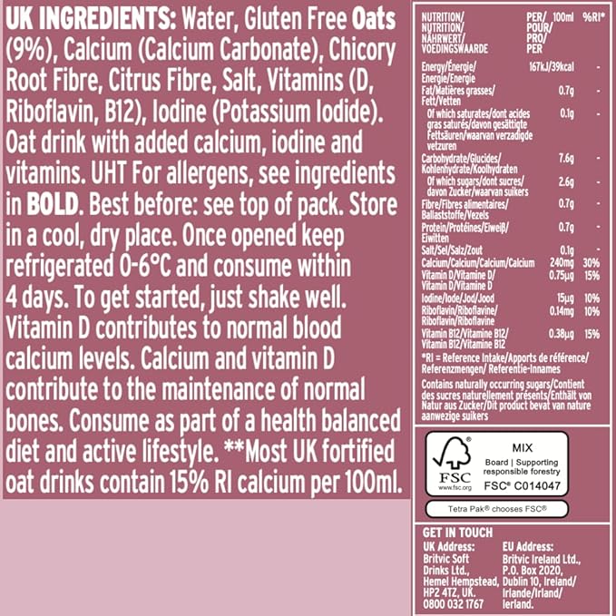 dairy free oat milk for smoothies and cereal