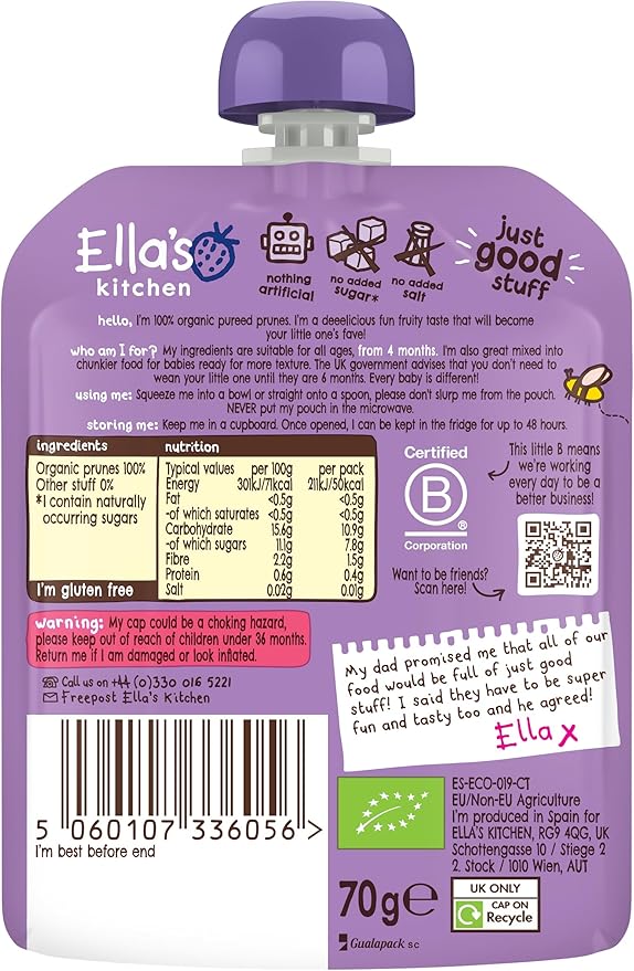 organic baby fruit puree prunes pack of 7