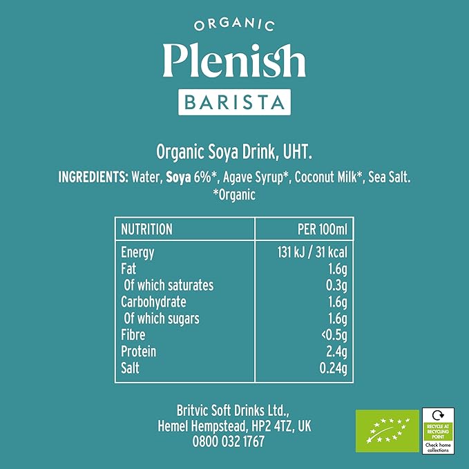 organic plant based soya drink for lattes