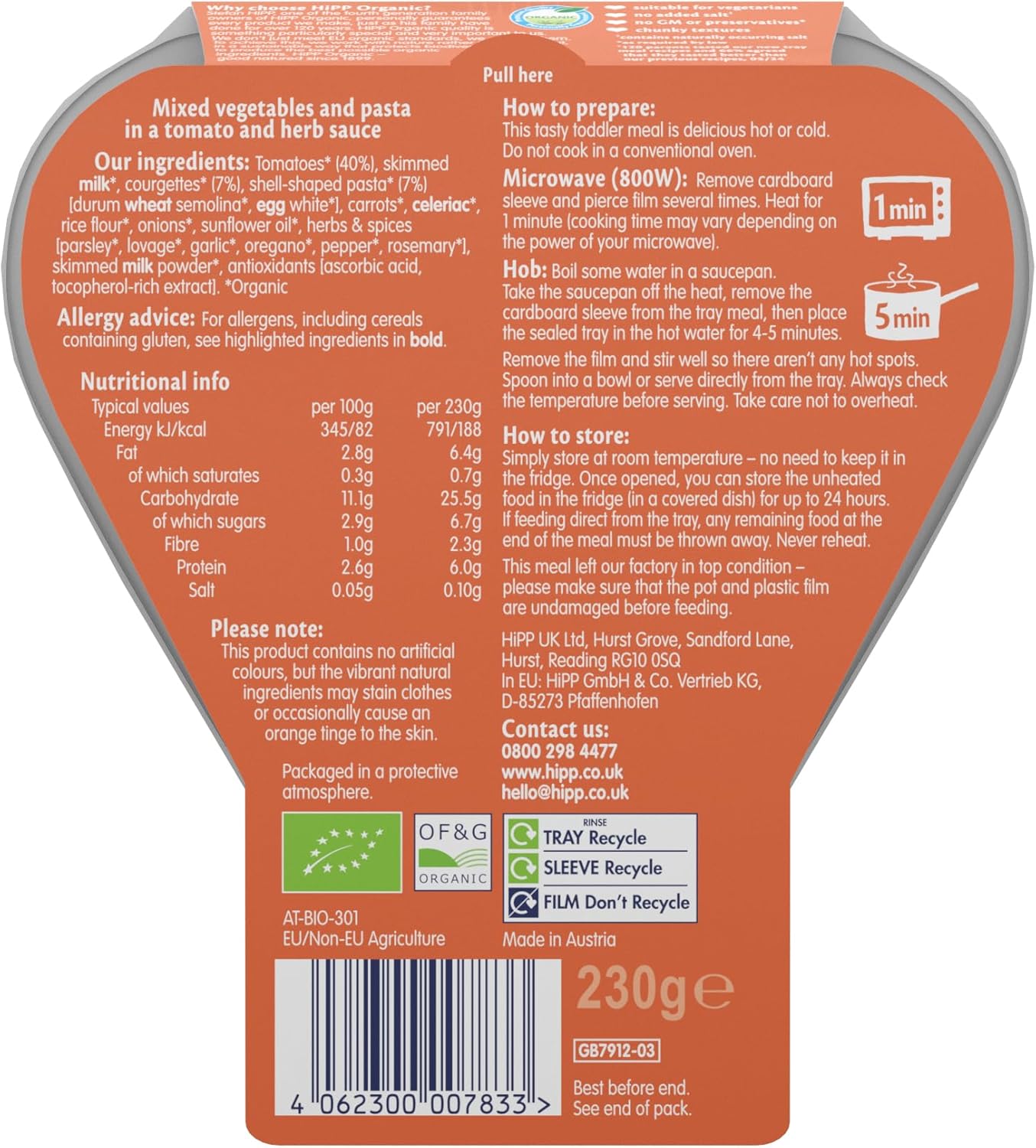 tomato and courgette pasta for 1 to 3 years