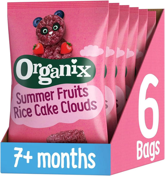 organix summer fruits rice cake clouds baby snacks