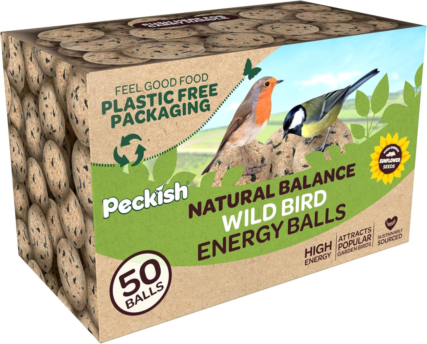 Peckish fat balls for wild birds 50 pack eco-friendly box