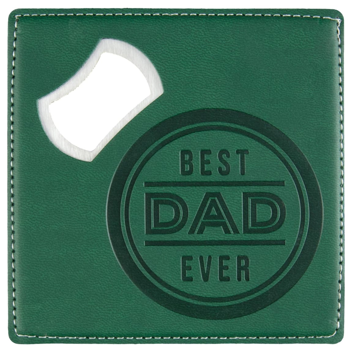 Bottle opener and coaster set with Best Dad Ever design