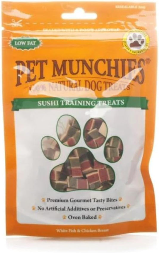 Oven-baked sushi style dog training treats