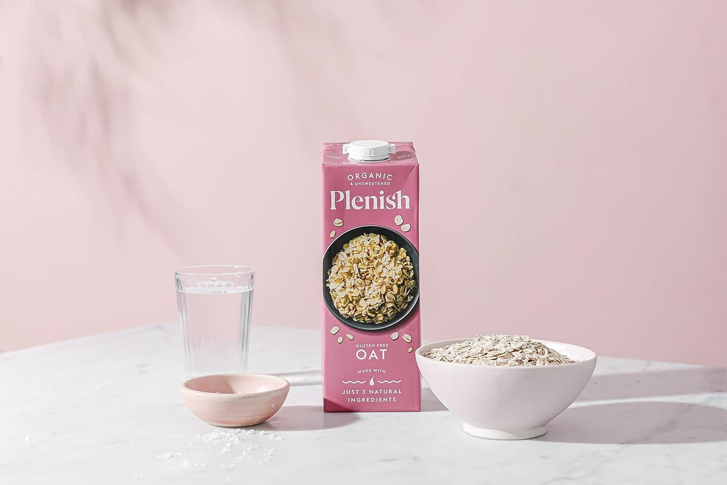 plenish organic oat milk unsweetened 1l pack of 8 dairy free drink
