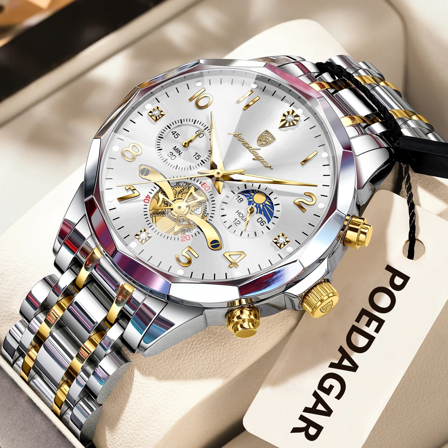 Poedagar quartz movement men's wristwatch