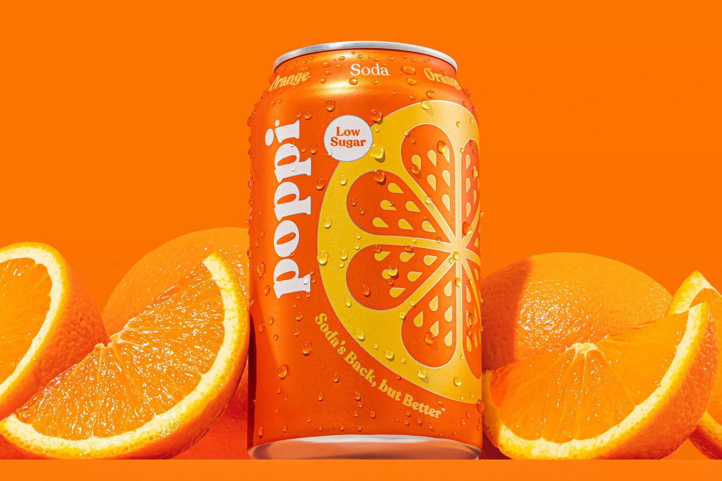 Low calorie orange fizzy soda beverage pack