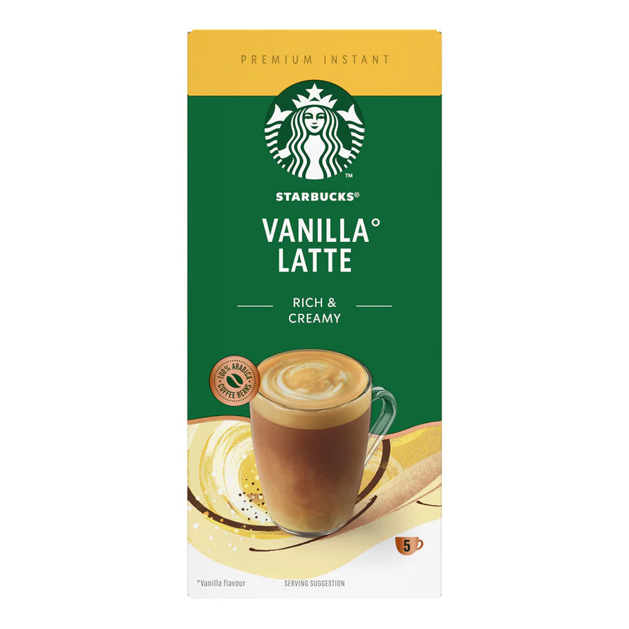 Roasted Arabica coffee beans used in Starbucks Vanilla Latte sachets.