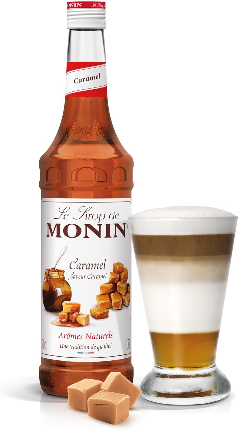 Home kitchen setup with MONIN syrup bottle