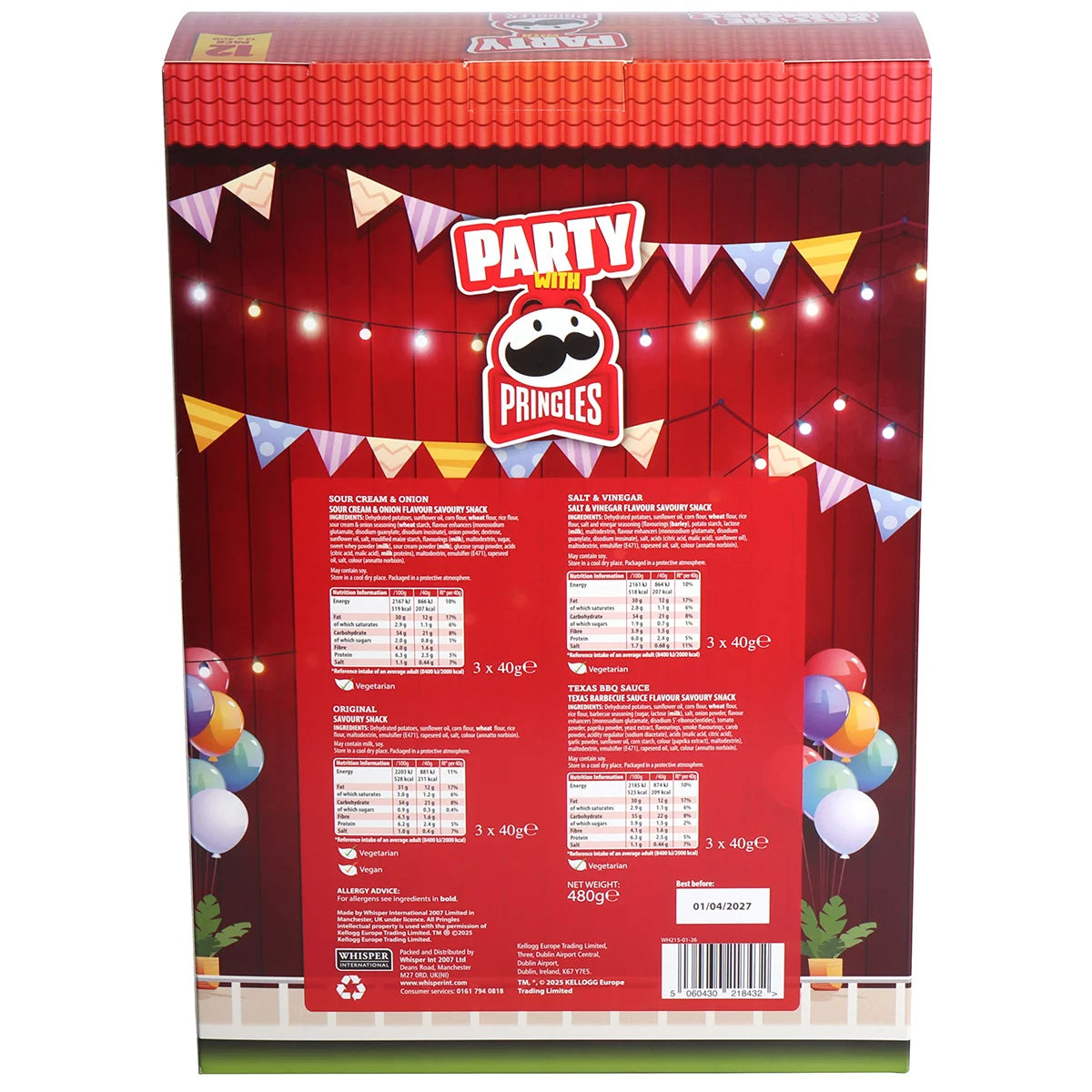 Assorted Pringles flavours for sharing and parties