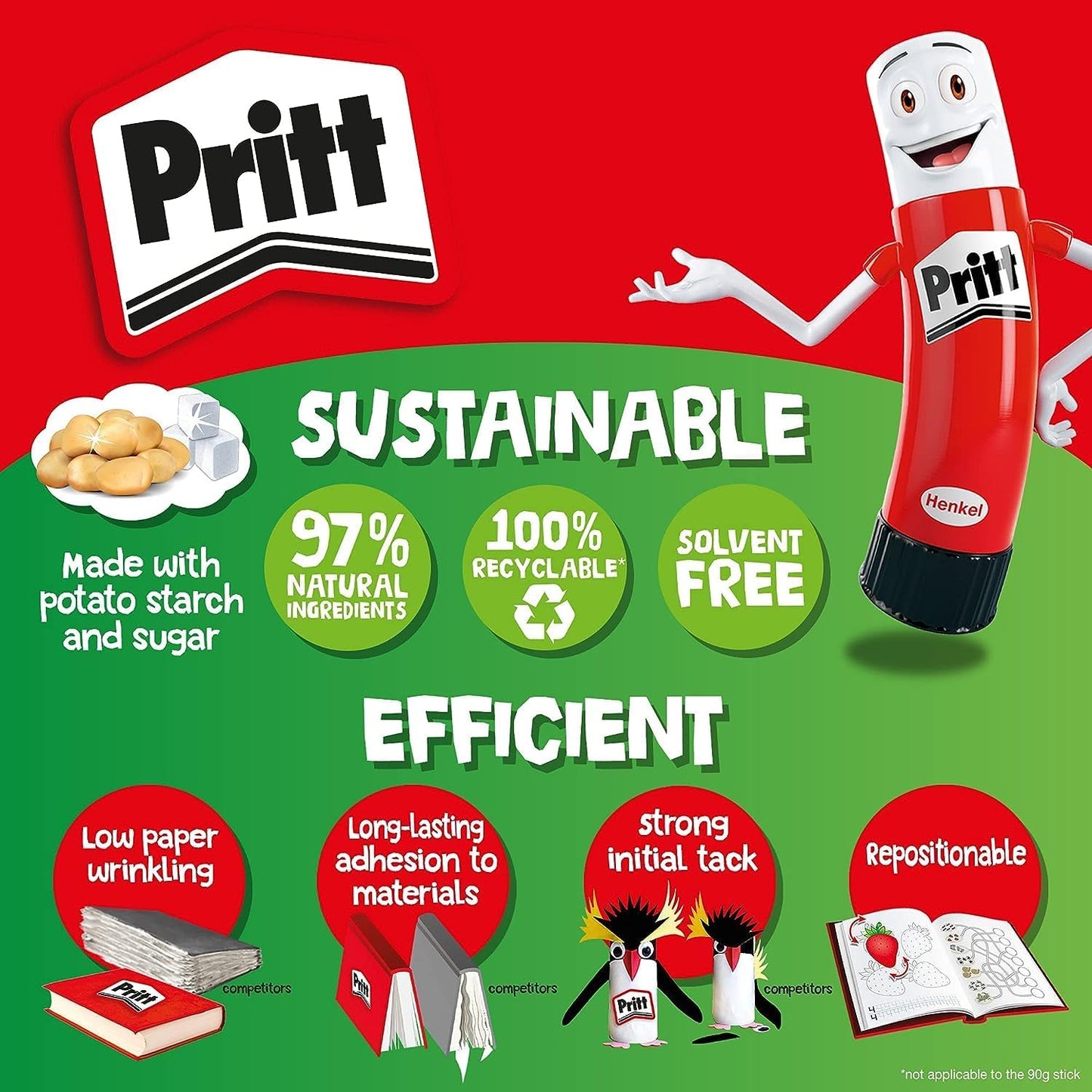 Solvent-free adhesive for paper and card