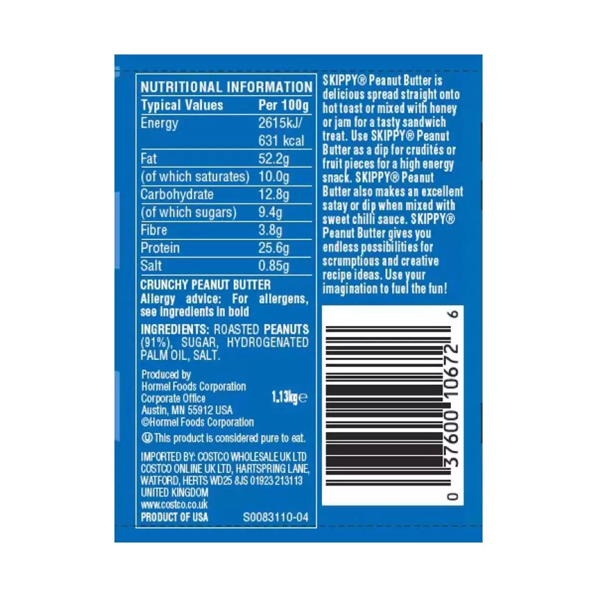 rotein-packed Skippy peanut butter spread on whole grain toast