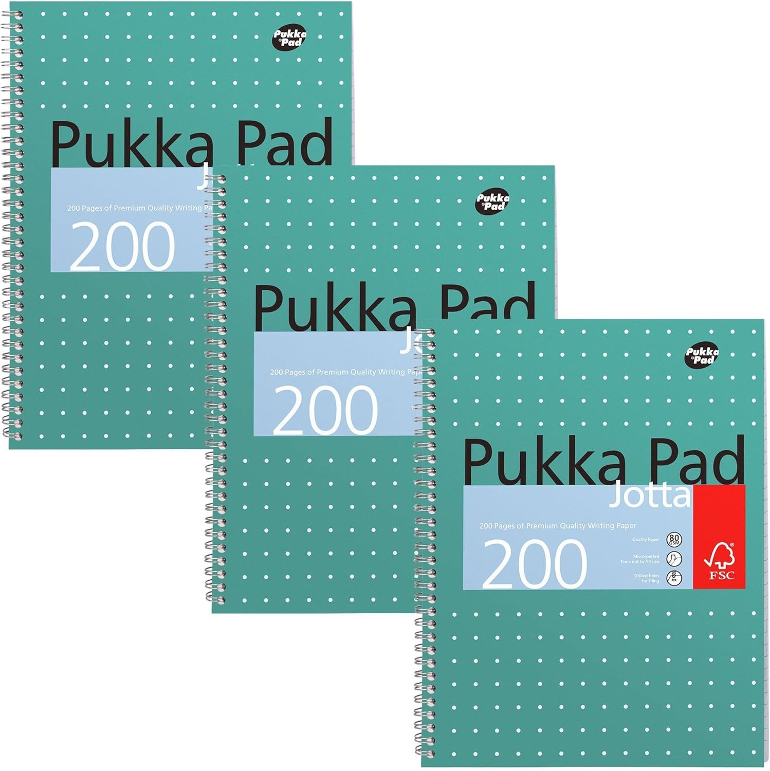 Pukka Pad A4 green metallic Jotta Book 3 pack
