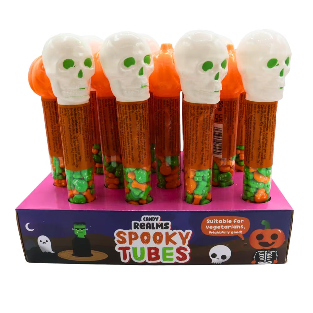 Individually portioned spooky candy tubs for easy sharing