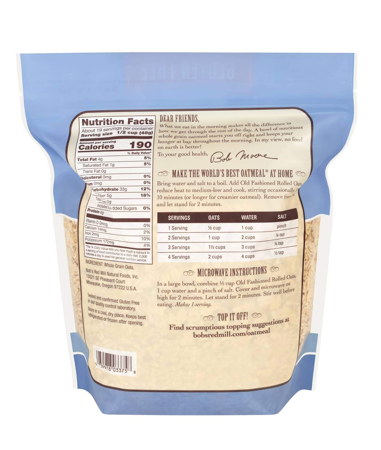 Old fashioned hearty oatmeal