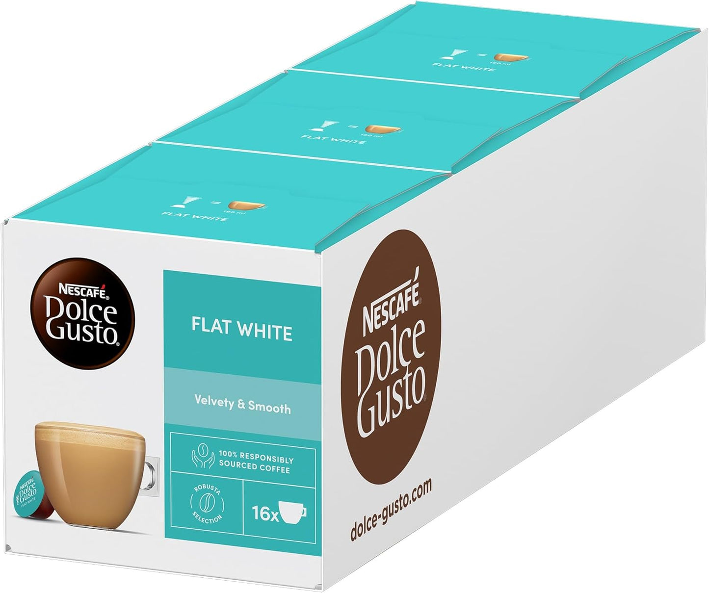 Smooth and rich flat white drink in pods