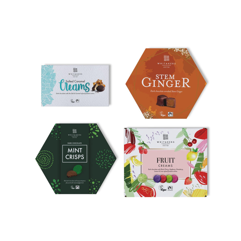 : Box of rich vegan cocoa treats for plant-based diets