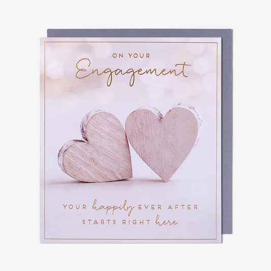 Romantic hearts engagement card for couples celebrating their engagement