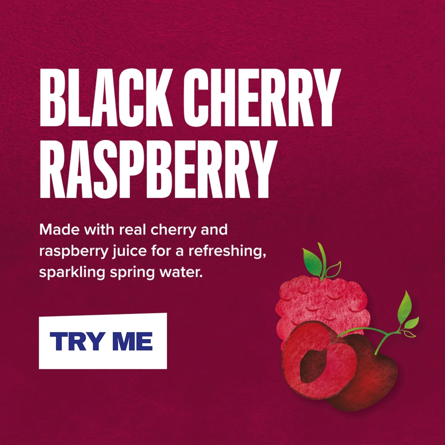 Close-up of Rubicon Spring Black Cherry Raspberry Sparkling Water bottles