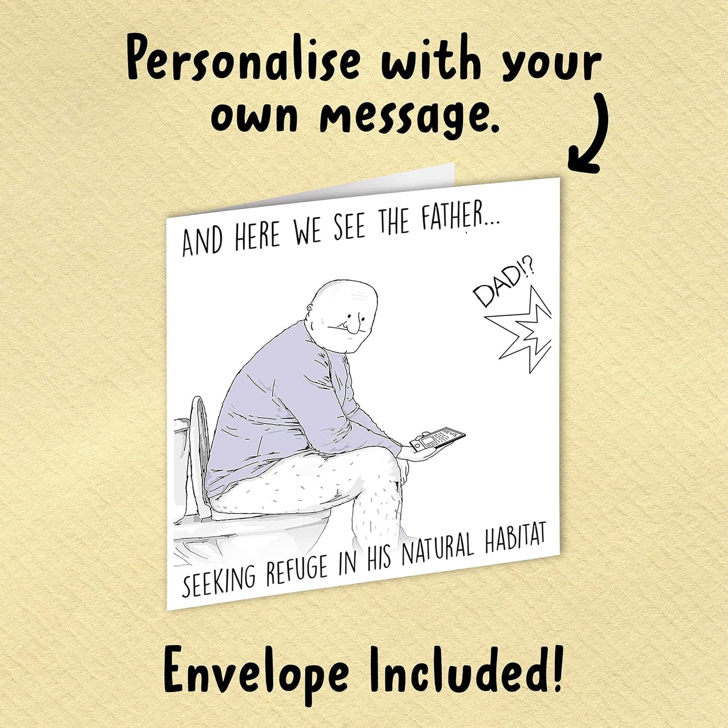 Rude Father's Day card with a toilet joke, adding a humorous twist to your fathers day gifts.
