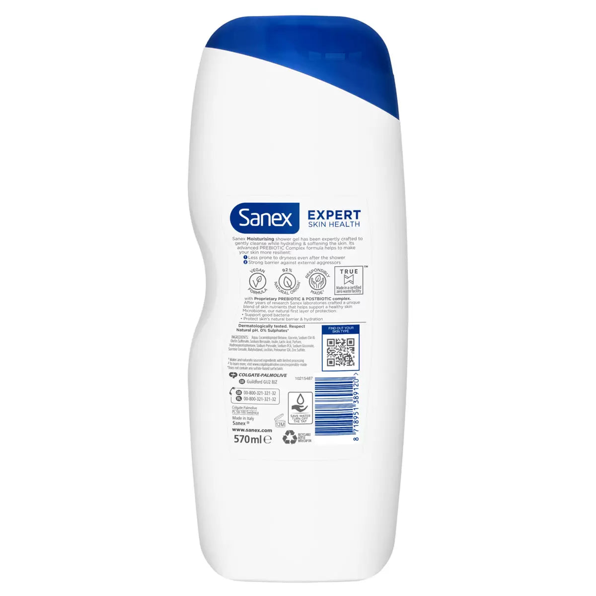 Sanex Moisture Shower Gel 570ml bottle for daily skincare