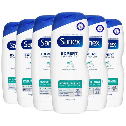 Sanex Moisture Shower Gel 6x570ml hydrating body wash pack
