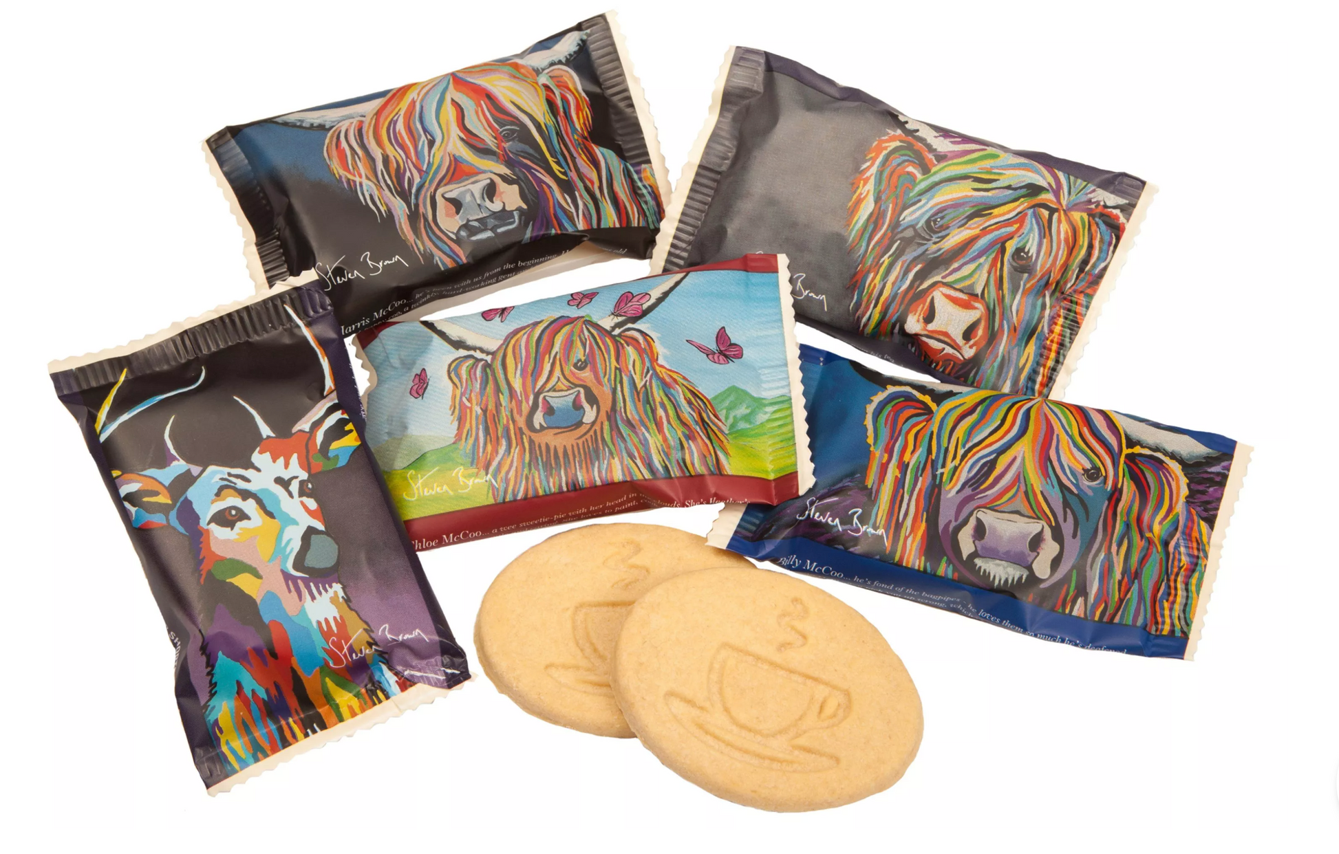 Scottish shortbread with Steven Brown artwork wrappers