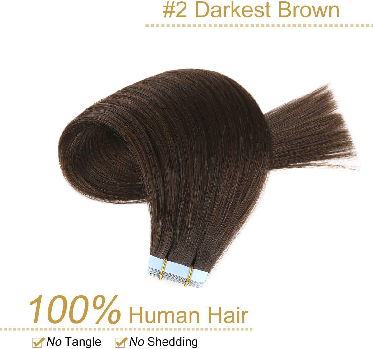 Invisible skin weft extensions in dark brown shade