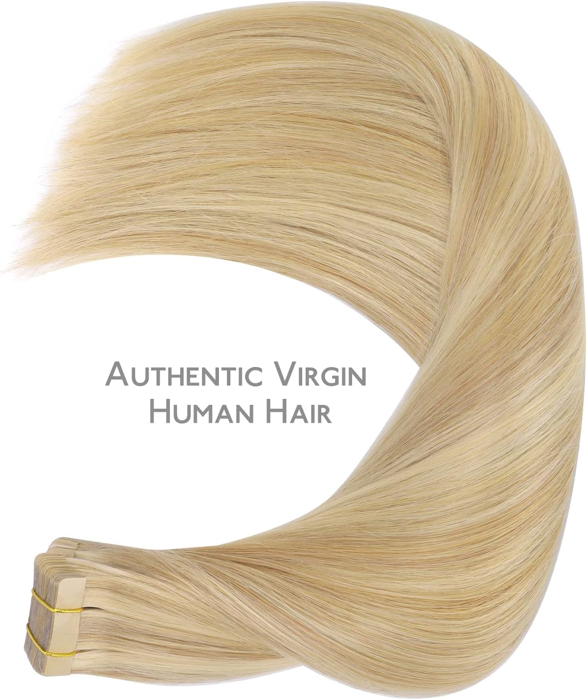 Seamless tape-in hair extensions golden blonde shade 18 inch length