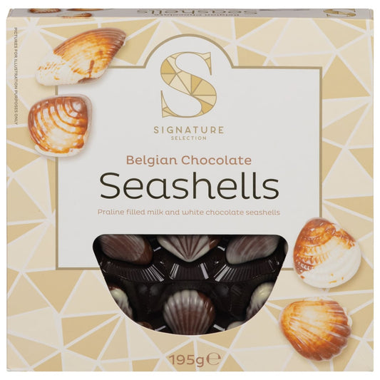 Assorted Belgian chocolate seashells with praline filling from Signature Luxury