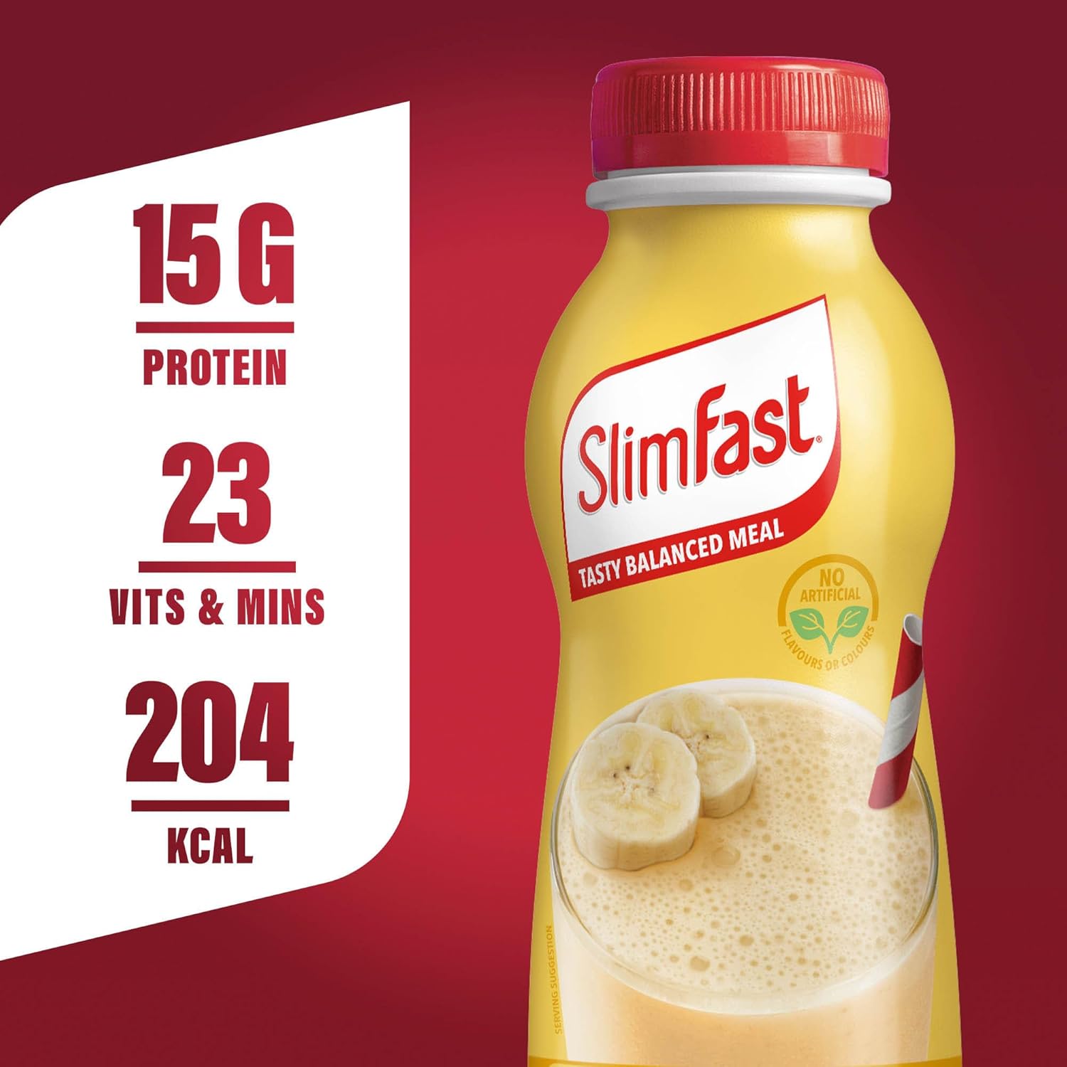 SlimFast Ready-to-Drink Shake with banana flavour, 6 pack for convenience