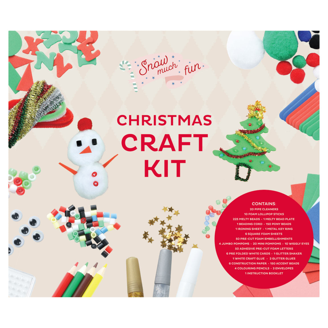 Snow Much Fun Christmas Craft Kit with beads, foam, and pom-poms