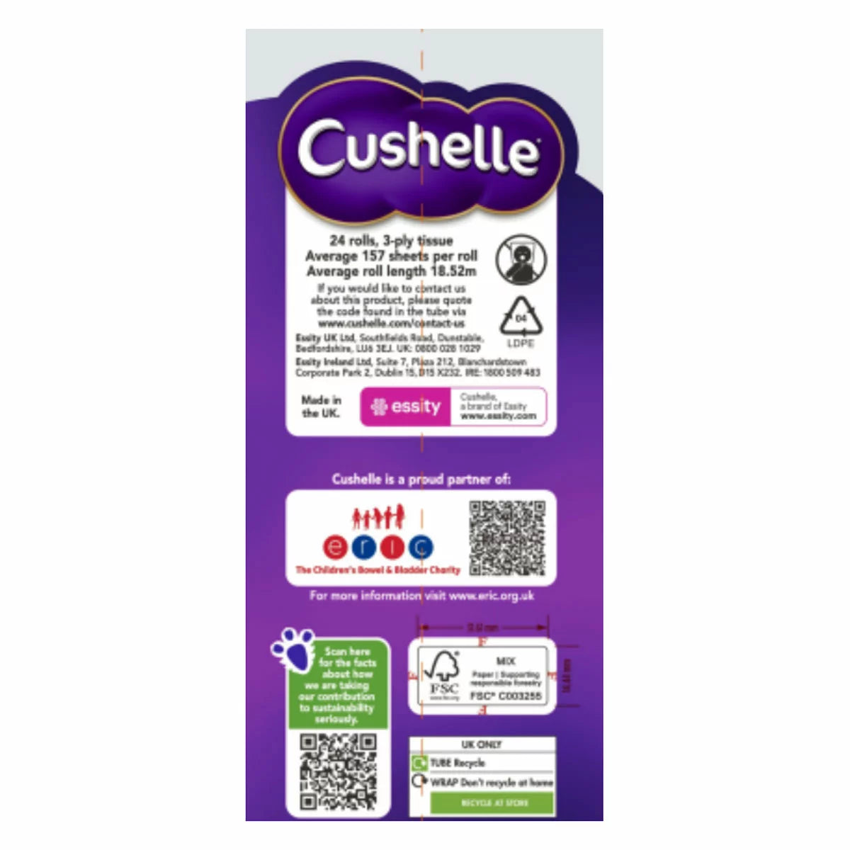157 sheets per roll 3-ply comfort tissue
