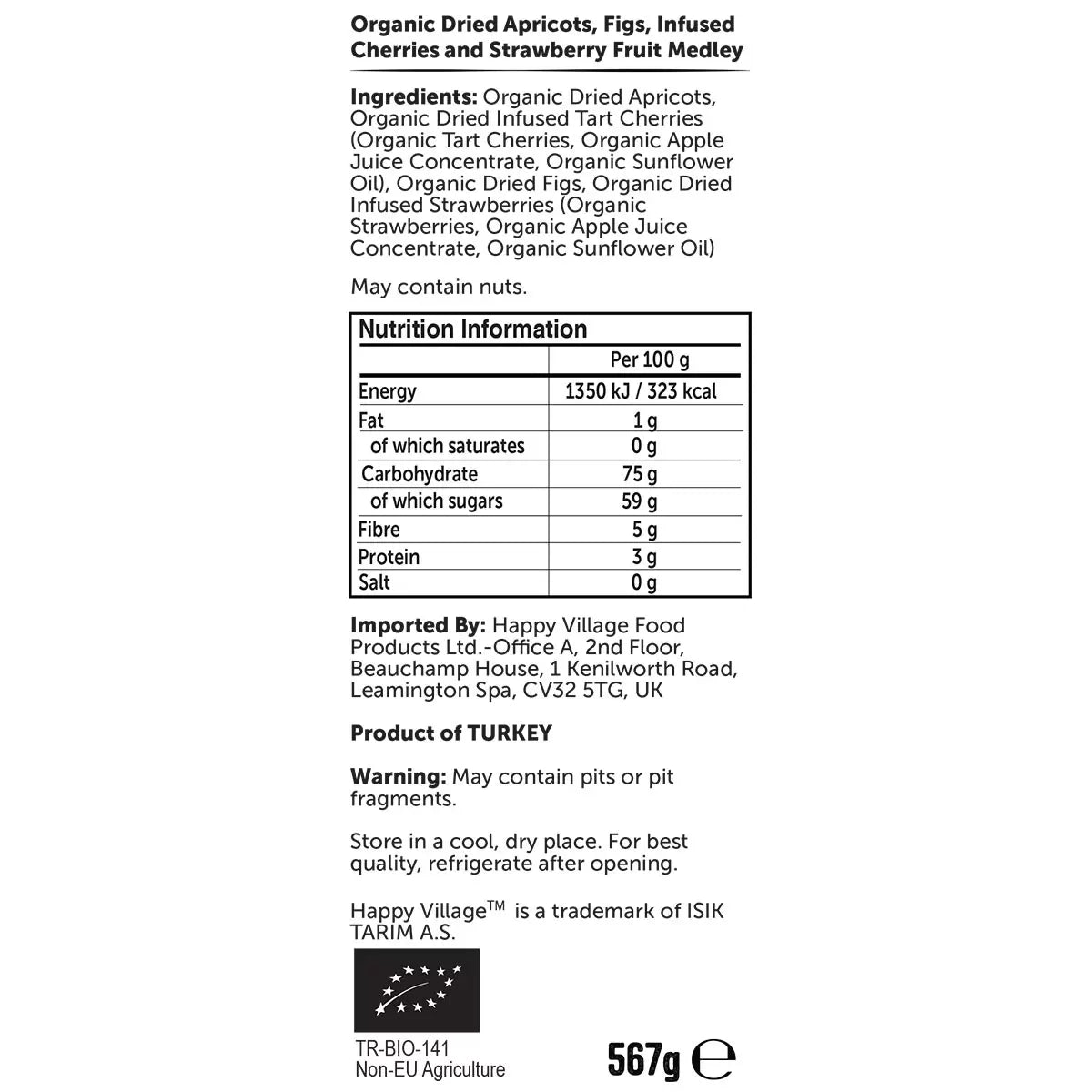 567g Pack of Happy Village Organic Soft and Dried Fruits