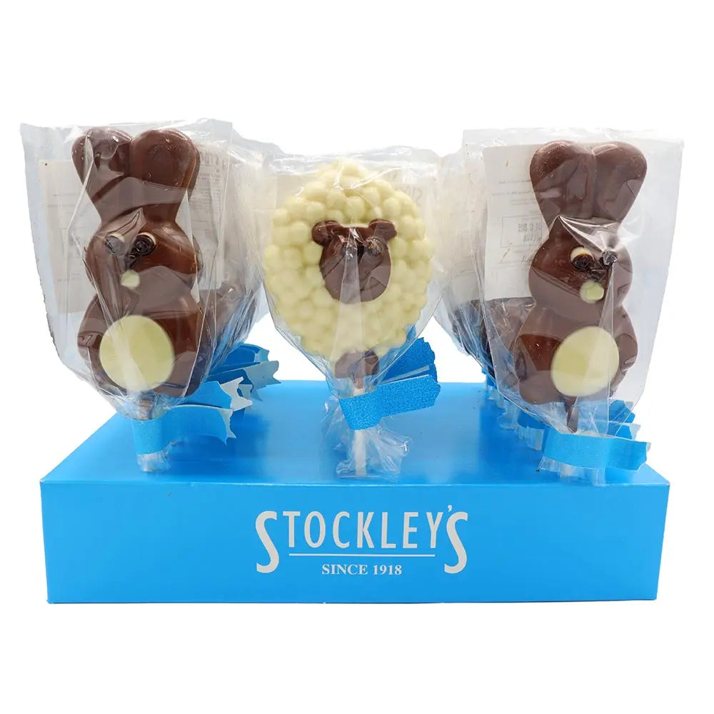 Stockley's bunny shaped milk chocolate lollipop