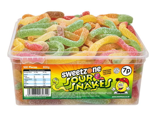 Bulk tub of Sweetzone sour snakes for parties,halloween or christmas