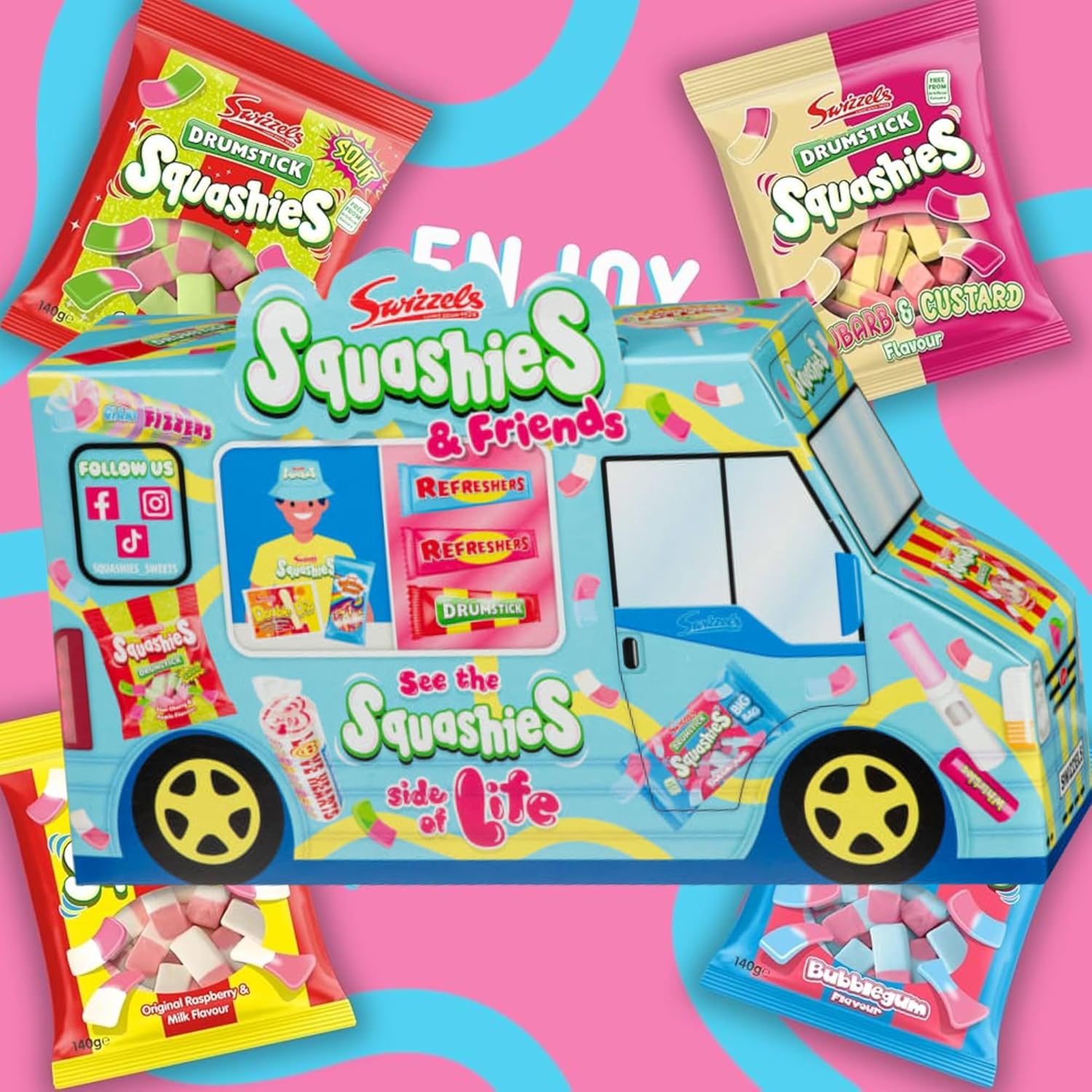Swizzels Squashies & Friends 405g van-shaped box with sweets inside