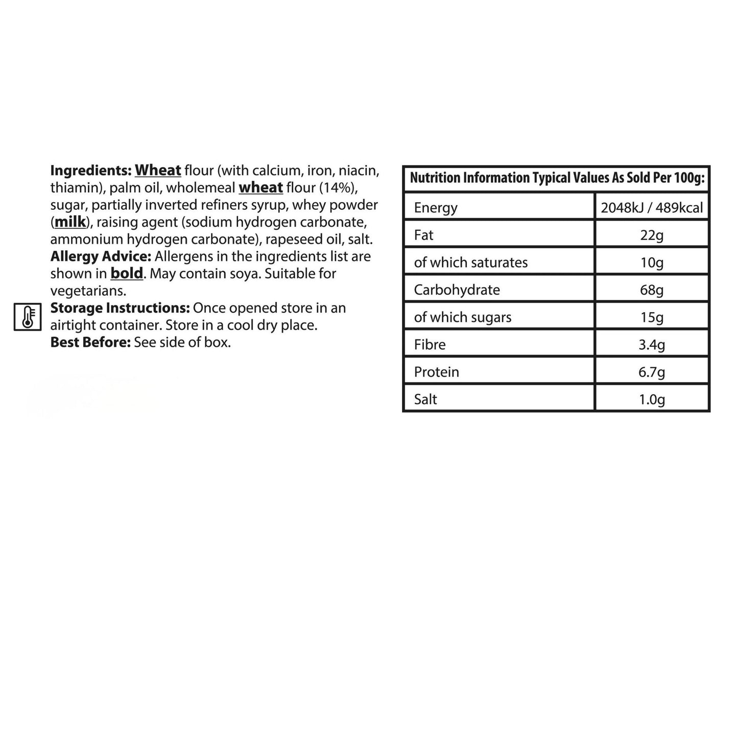 Foodservice digestive biscuits