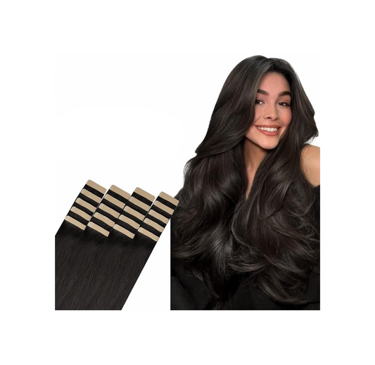 14 inch dark brown tape in human hair extensions