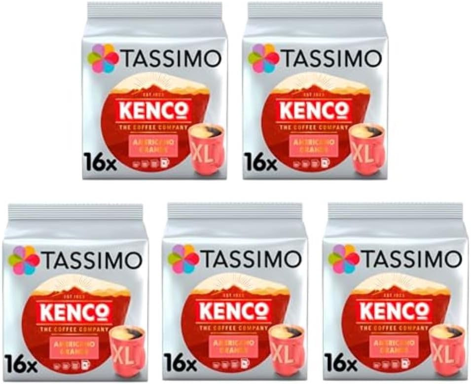 Kenco Americano Grande XL pods designed for Tassimo machines, perfect for daily coffee lovers