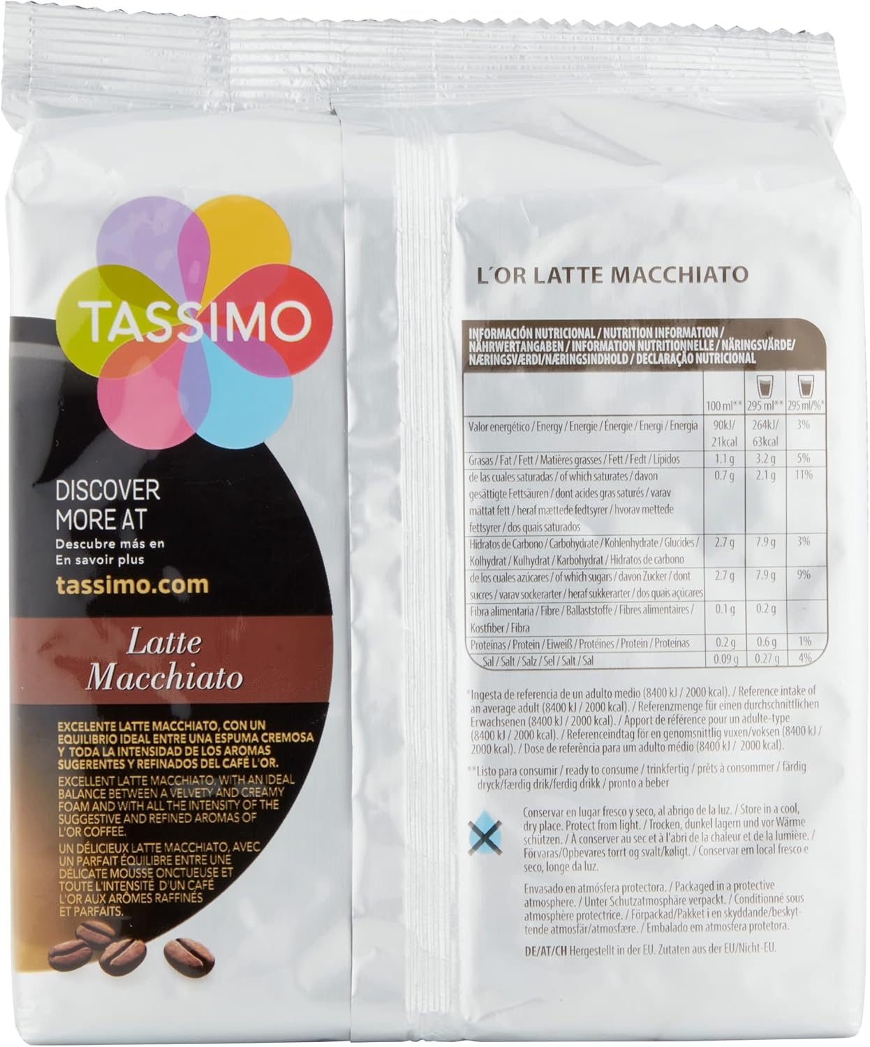 Tassimo coffee pods brewing smooth L'OR latte in automatic machine