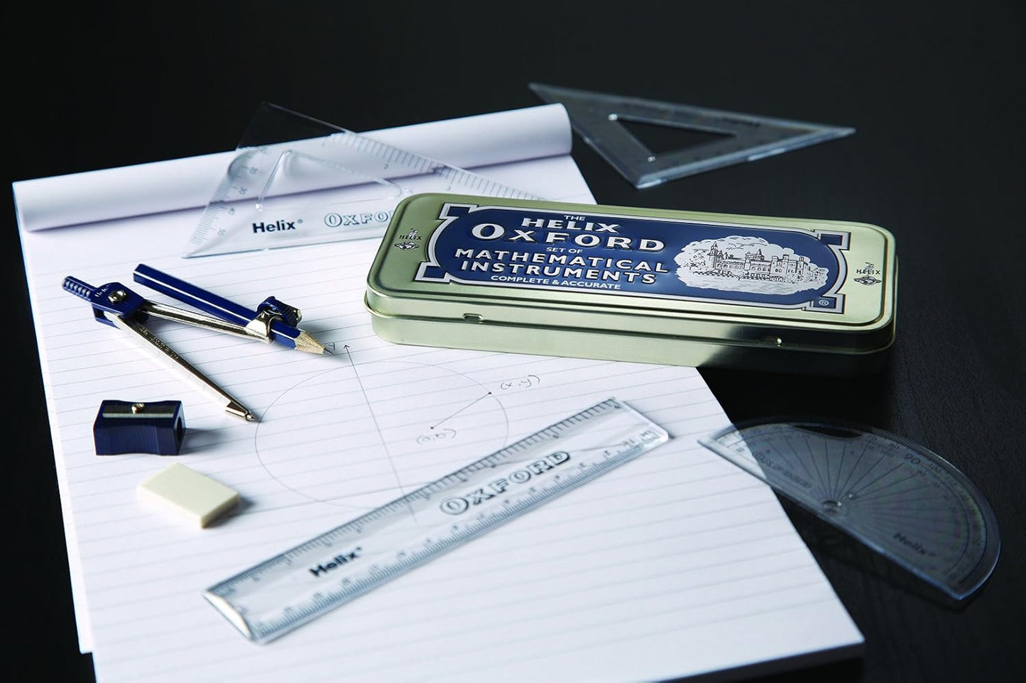 Compact tin storage for maths tools