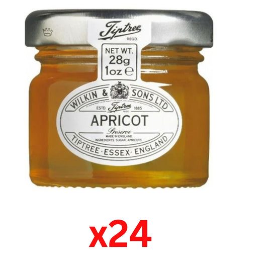 Tiptree Apricot Jam Mini Jars 28g, pack of 24, sun-ripened Spanish apricots