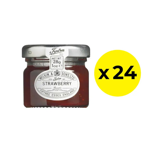 Tiptree Strawberry Jam Mini Jars 24-pack in 28g glass jars