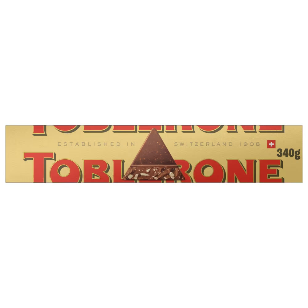 Large Toblerone chocolate bar with honey and almond nougat for indulgence