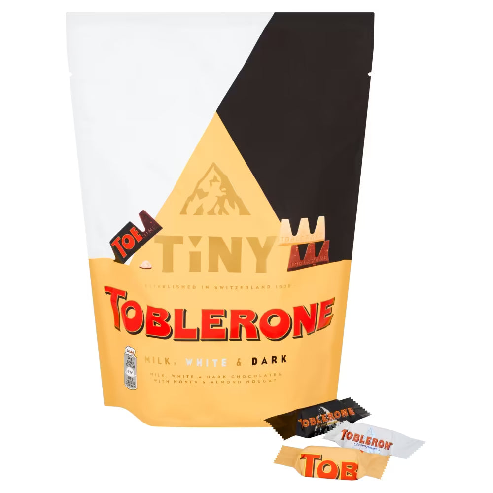 Individually wrapped Toblerone pieces with honey and almond nougat